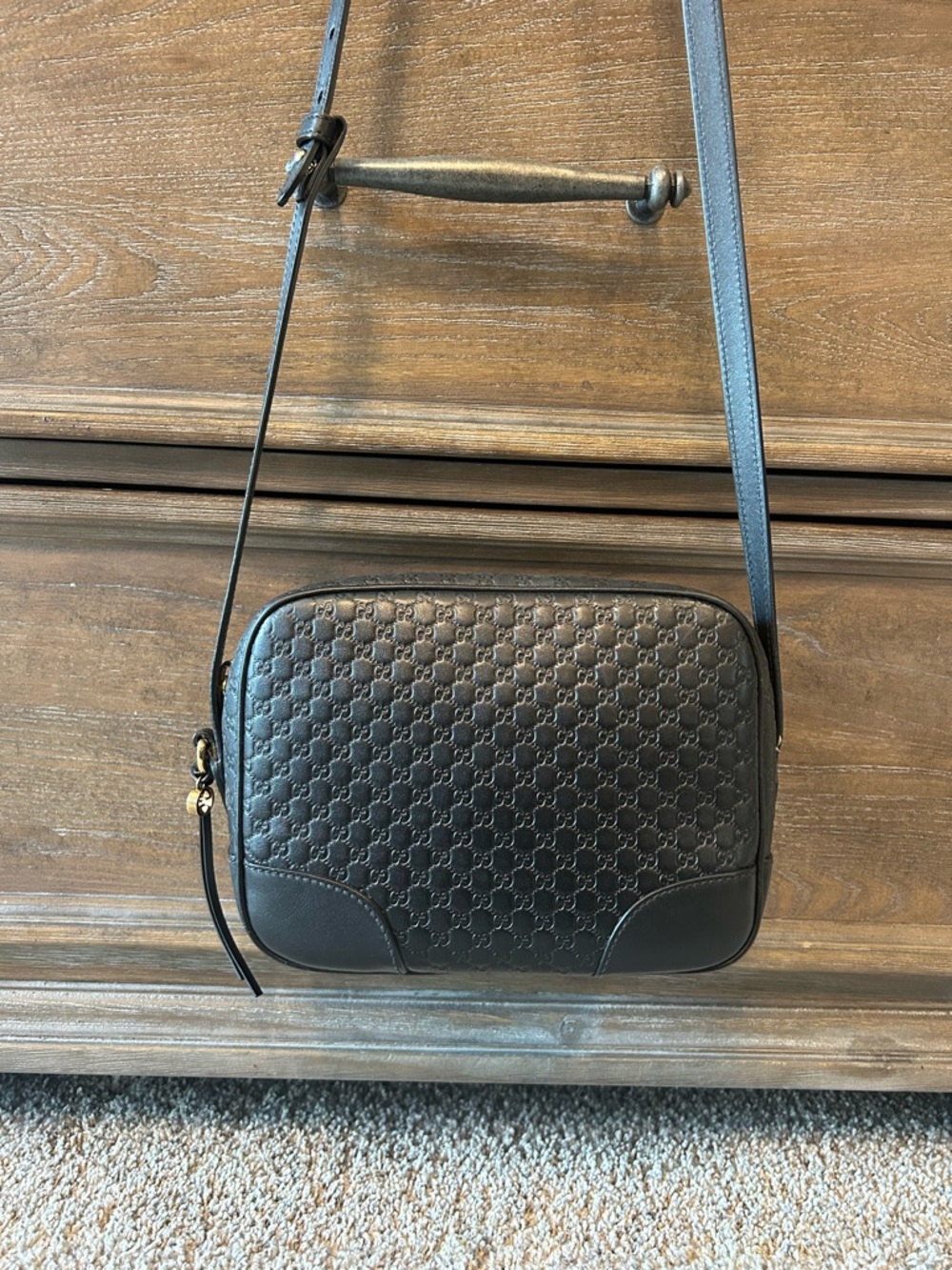 Gucci Black Micro GG Monogram Camera bag